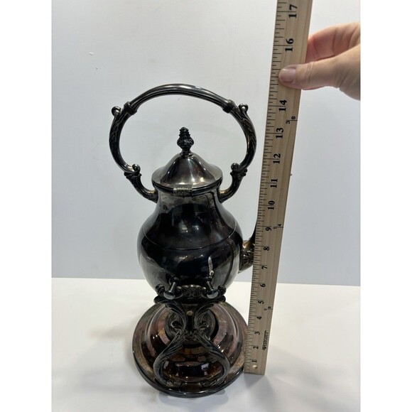 VTG Vintage FB Rogers Silver Plated Tilting Teapot With Stand & Burner Footed - Picture 15 of 16